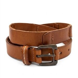 Sandwich Light Brown Leather Belt Patchwork Size 85